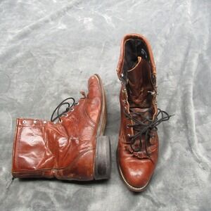 Laredo Boots Men 10 M Brown Leather Lace Up Kiltie Fringe Western Cowboy VTG USA